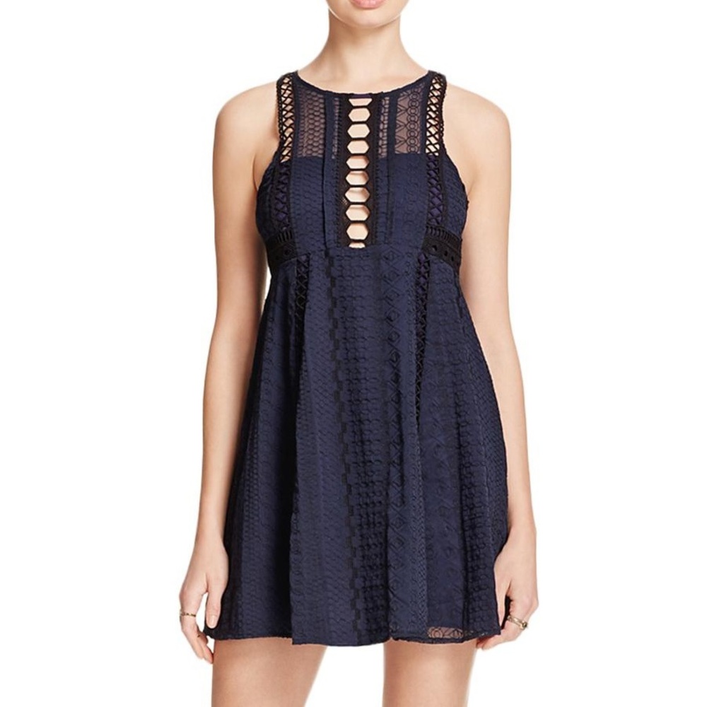 Free People Wherever You Go Mini Dress Navy